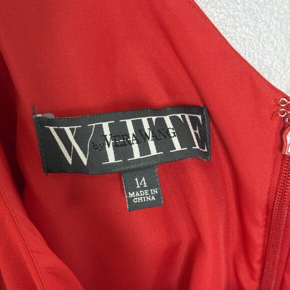 White by Vera Wang Dress Womens 14 Red One Shoulder Gown Prom Evening NEW - Picture 6 of 10
